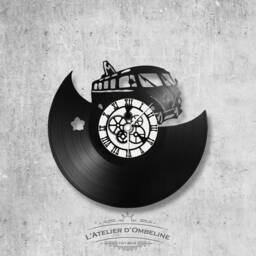 Handmade 33 Rpm Vinyl Wall Clock/Combi, Car, Hippie, 70S Theme
