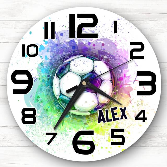 Splash Effect Football Boys Girls Room Custom Gift Personalised Clock - image 1
