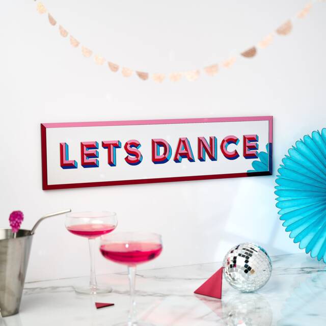 Lets Dance Mirror Laser Cut Retro Wall Art, David Bowie Inspired Party Sign - image 1