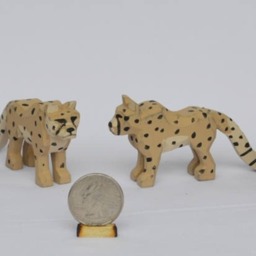 Hand Carved Wooden Noah's Ark Animals Lion, Cheetah, & Tigers - thumbnail 2