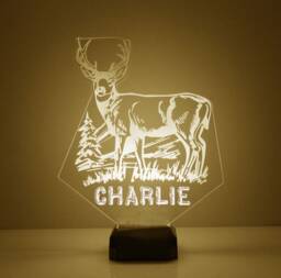Light Up Deer, Custom Engraved Night Light, Personalized Free, 16 Color Options With Remote Control, Deer Desk Lamp