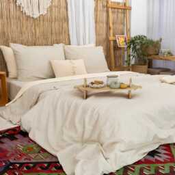 Organic Linen Duvet Cover Soft Boho Farmhouse Bedding - thumbnail 3