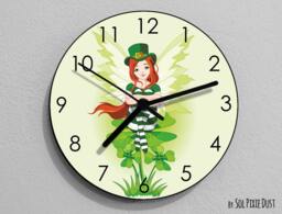 st. Patrick's Day Fairy Wall Clock - Kids Nursery Room, Teens Baby Room - thumbnail 1
