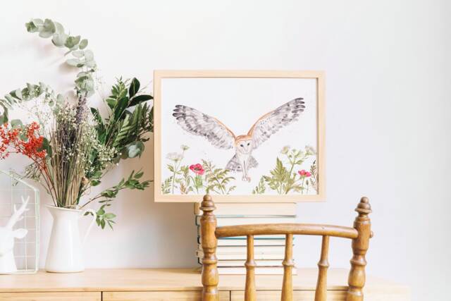 A4 Watercolour Barn Owl Print, Owl Wall Art, Barn Painting, Pictures, British Wildlife Animals, Woodland Gifts - image 1