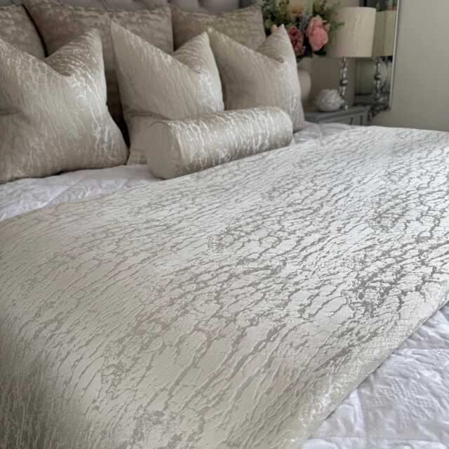 Champagne Marble Bed Runner, Comforter For Double -King Size Bed, Natural Bedding Throw, Custom Cover, Luxury Bedroom Accessories Hamlet - image 1