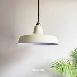 Ivory Classic Cap Lamp Shade - 14In - 360mm Off-White Metal For Industrial Pendant Lights - thumbnail 3