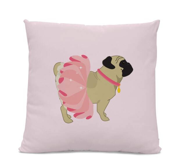 Pug Pillow - in Pink Tutu Dog Pillow Ballerina Home Decor Pug Throw Pink Ballerina - image 1