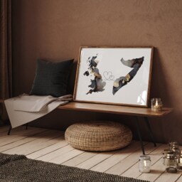 Britain & Somalia Map Black & Gold Travel Wall Art Print - United Kingdom UK - thumbnail 2
