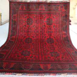 5'0x6'9 Ft Afghan Khal Mohammedi Handmade Rug, Bukhara Area Turkmen Oriental Geometric Genuine Livingroom D??cor Rug - thumbnail 4
