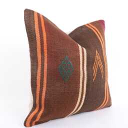 Handmade Turkish Kilim Pillow Cover Boho Cushion, 20x20 - thumbnail 3