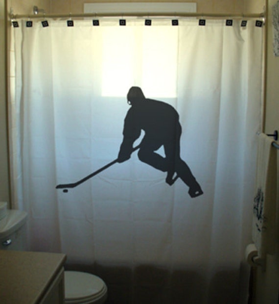 Customizable Hockey Player Shower Curtain, Sports Bathroom Decor - image 1
