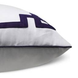 Throw Pillow Cover, White Dorm Pillow, D??cor, Dutch Euro Sham, Navy Blue Greek Key Trim Applique - thumbnail 3