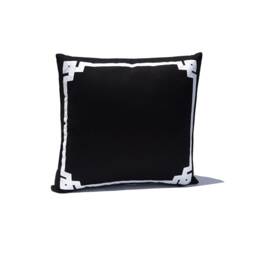 Throw Pillow Cover, White Dorm Pillow, D??cor, Dutch Euro Sham, Navy Blue Greek Key Trim Applique - thumbnail 4
