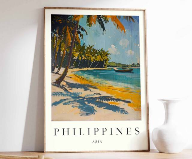 Philippines Travel Poster Tropical Beach Print, Asia Wall Art - image 1