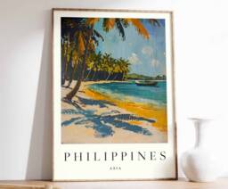 Philippines Travel Poster Tropical Beach Print, Asia Wall Art - thumbnail 1