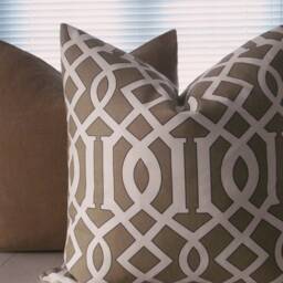 Last One -20x20-Geometric Decorative Pillow Coverdesigner FabricEuro Throw -Tan/Black /Ivory, Cotton - thumbnail 3