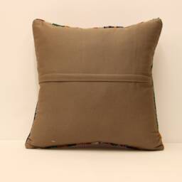 Vintage Turkish Kilim Pillow Cover, Boho Oriental Cushion - 18x18 Inch - thumbnail 4