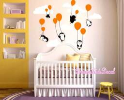 Penguin Cloud Balloon Wall Decal - Nursery Decor - thumbnail 3