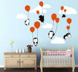 Penguin Cloud Balloon Wall Decal - Nursery Decor - thumbnail 2