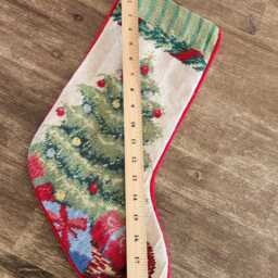 "Wool Needle Point Christmas Stocking, Tree 7.25"" X 19.75" - thumbnail 4