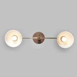 Modern Brass 2-Arm Wall Sconce, Bathroom Vanity Light - thumbnail 3