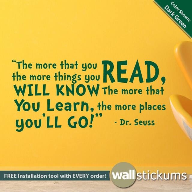 Wall Decal Dr. Seuss The More You Read 02 Art Quote Vinyl Sticker - image 1