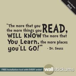 Wall Decal Dr. Seuss The More You Read 02 Art Quote Vinyl Sticker - thumbnail 2