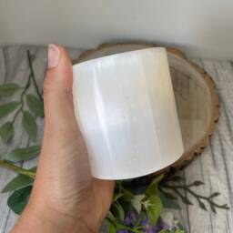 Selenite Cylinder T-Light Candle Holder For Clarity - thumbnail 3
