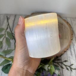 Selenite Cylinder T-Light Candle Holder For Clarity - thumbnail 2