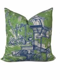 Thibaut Cheng Toile Dynasty Collection Green Cushion Cover Pillow Double Sided - thumbnail 1