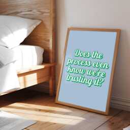 Does The Process Know Print - Retro Green & Blue Print, Colourful Office Art, Motivational Bedroom Art - thumbnail 2