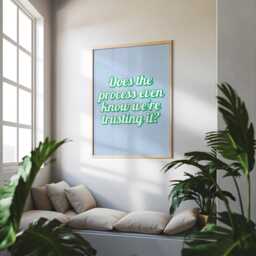 Does The Process Know Print - Retro Green & Blue Print, Colourful Office Art, Motivational Bedroom Art - thumbnail 1