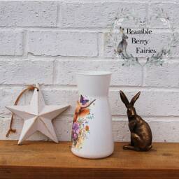 Glass Vase Decoupaged Highland Cow Country Meadow Butterfly Flowers Decorative Handmade - thumbnail 3
