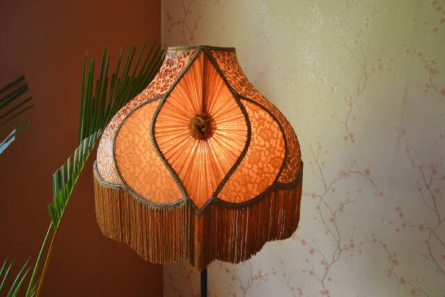 Gold Lace Lampshade With Fringe Hand-stitched Table/Floor Lamp Shade - image 1
