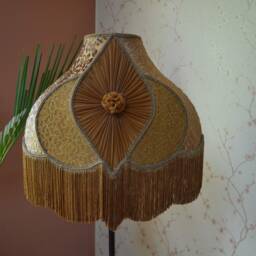 Gold Lace Lampshade With Fringe Hand-stitched Table/Floor Lamp Shade - thumbnail 2