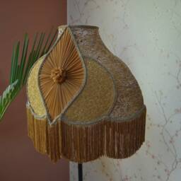 Gold Lace Lampshade With Fringe Hand-stitched Table/Floor Lamp Shade - thumbnail 3