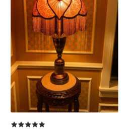Gold Lace Lampshade With Fringe Hand-stitched Table/Floor Lamp Shade - thumbnail 4