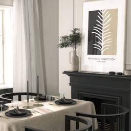 Neutral Wall Prints, Botanical Bedroom Line Art, Beige Home Decor, Black Set Of 3 Prints A2 A1 - thumbnail 3