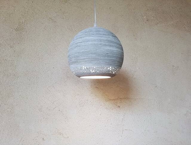 Gray Ceramic Pendant Lighting Carved Modern Lampshade - image 1