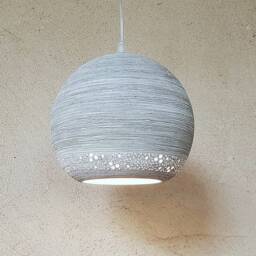 Gray Ceramic Pendant Lighting Carved Modern Lampshade - thumbnail 2