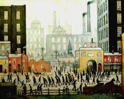 L S Lowry Authentic Art Print - Coming From The Mill Textured Image Plus Border With Fine Coating - thumbnail 1