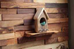 Handmade Wooden Key Holder With Ceramic Bird Rustic Home Decor - thumbnail 1