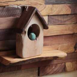 Handmade Wooden Key Holder With Ceramic Bird Rustic Home Decor - thumbnail 3