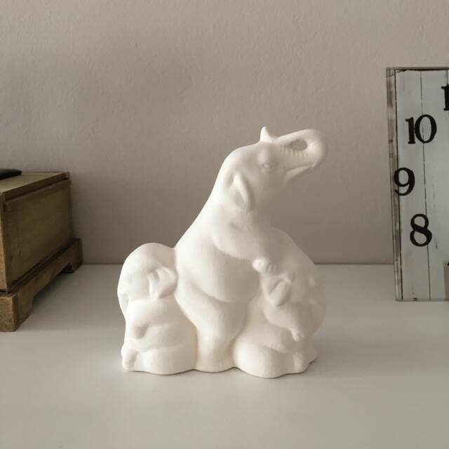 Elephant Figurine, Set Of 3 Elephants, Ceramic Bisque, Ready To Paint, U-Paint, Home Decor, Gift Idea, Birthday Gift, Unpainted - image 1