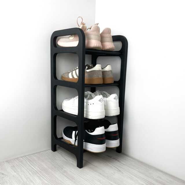 Tall Narrow 4-Tier Shoe Rack Birch Wood Corner Organizer - image 1