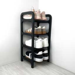 Tall Narrow 4-Tier Shoe Rack Birch Wood Corner Organizer - thumbnail 1