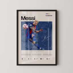 Lionel Messi Barcelona Poster, Barca Wall Art, Football Stats Print, Soccer Legend Fan Gift, Sports Decor - thumbnail 1