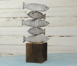 Fish Sculpture Lake Decor Wooden Art Home Fresh Water Beach House Rustic Reclaimed Wood - thumbnail 1