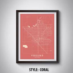 Fresno Ca Map Print Vintage Style Travel Poster, Office Wall Art - thumbnail 3