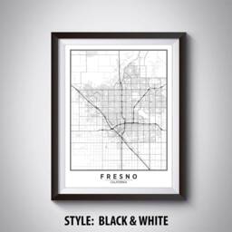Fresno Ca Map Print Vintage Style Travel Poster, Office Wall Art - thumbnail 2